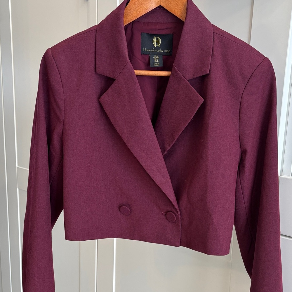House of Harlow 1960 Deep Red Cropped Blazer